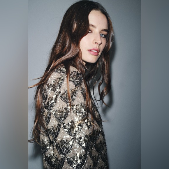 ZARA ZW COLLECTION SEQUIN MINI DRESS - Picture 11 of 17